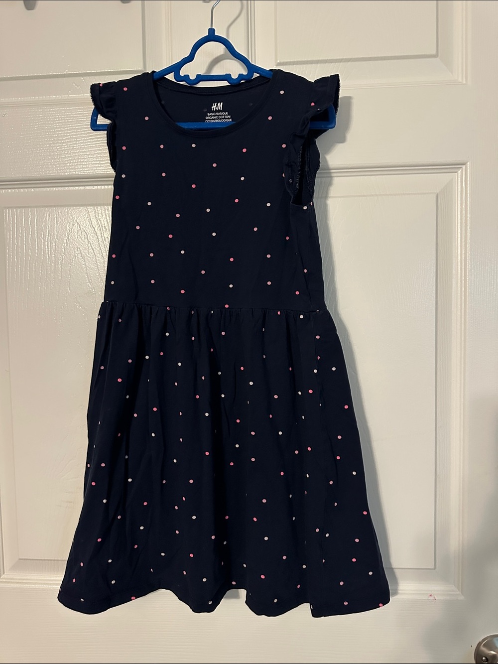 H&M Navy Dress with Pink and White Polka Dots